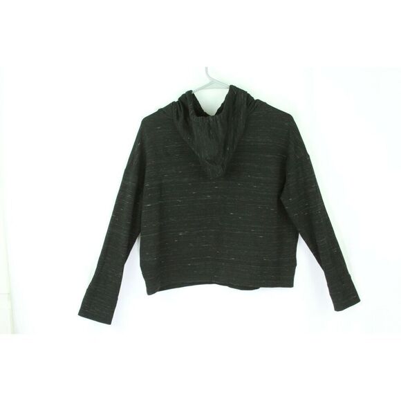 American Eagle Hoodie Small Black Cropped Space-Dye Pocket - Picture 2 of 6